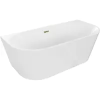Mexen Oval vrijstaande bij de muur badkuip 150 x 75 , wit, gouden overloop - 52671507500-50