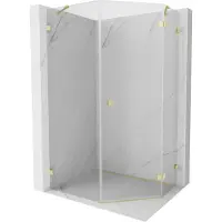 Mexen Lunar vijfhoekige draaideur-douchecabine rechts 80 x 90 , transparant, geborsteld goud - 831-080P-090L-55-00-P