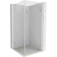Mexen Lunar-B L douchecabine scharnierend rechts 80 x 80 , transparant, geborsteld goud - 832L-080-080-55-00-P