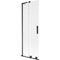 Mexen Velar L badwand scherm 2-delig schuifbaar 70 x 150 cm, ijsglas, zwart - 896-070-003-31-70