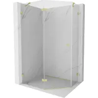 Mexen Lunar vijfhoekige, draaibare douchecabine links 100 x 80 , transparant, geborsteld goud - 831-100L-080P-55-00-L