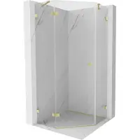 Mexen Lunar vijfhoekige douchecabine scharnierend links 80 x 80 , transparant, geborsteld goud - 831-080L-080P-55-00-L