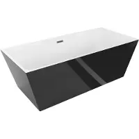 Mexen Lita vrijstaande badkuip 170 x 75 , wit/zwart, overloop gun gray geborsteld - 52121707575-66