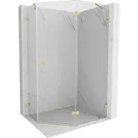 Mexen Lunar vijfhoekige douchecabine scharnierend rechts 100 x 100 , transparant, geborsteld goud - 831-100P-100L-55-00-P