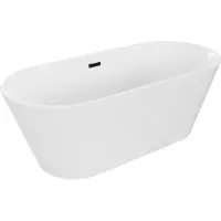 Mexen Flavia vrijstaande badkuip 150 x 75 , wit, zwarte overloop - 54031507500-70