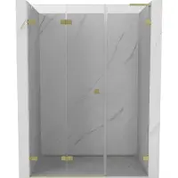 Mexen Lunar-F L vouwdeur douche links 145 , transparant, geborsteld goud - 836SL-145-050-55-00-L