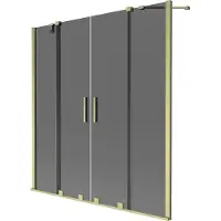 Mexen Velar Duo badscherm 2-delig schuifbaar 160 x 150 , grafiet, goud geborsteld - 896-160-000-42-55