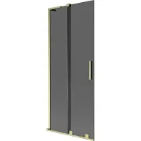 Mexen Velar L badwand scherm 2-delig schuifbaar 80 x 150 , grafiet, goud geborsteld - 896-080-003-41-55