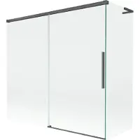 Mexen Rox L badwand 2-delig schuifbaar 170 + 80 x 150 , transparant, geborsteld kanongrijs - 8C9L-170-080-66-00