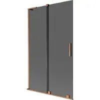 Mexen Velar L badwand 2-delige schuifbare 110 x 150 , grafiet, geborsteld koper - 896-110-003-41-65