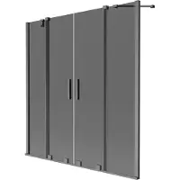 Mexen Velar Duo badscherm 2-delig schuifbaar 140 x 150 , grafiet, geborsteld geweergrijs - 896-140-000-42-66