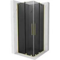 Mexen Velar Duo schuifbare douchecabine 100 x 100 , grafiet, geborsteld goud - 871-100-100-42-55