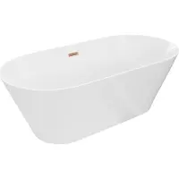 Mexen Luna Slim vrijstaande badkuip 170 x 75 , wit, geborsteld koper overloop - 52041707500-65