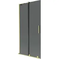 Mexen Velar L badwand 2-delig schuifbaar 90 x 150 , grafiet, goud geborsteld - 896-090-003-41-55