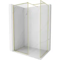 Mexen Kioto-F douchewand Walk-in met frame 180 x 100 , transparant 8 mm, geborsteld goud - 800-180-202-04-55-100