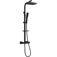 Mexen CQ49 opbouw douche set met regendouche en thermostatische kraan, zwart/goud - 772504995-75