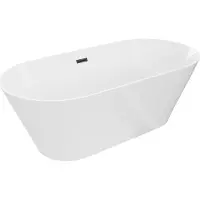 Mexen Luna Slim vrijstaande badkuip 170 x 75 , wit, zwarte overloop - 52041707500-70