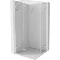 Mexen Lunar L vijfhoekige douchecabine openslaand links 80 x 80 , transparant, geborsteld nikkel - 831L-080L-080P-97-00-L