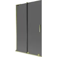 Mexen Velar L badwand 2-delig verschuifbaar 110 x 150 , grafiet, goud - 896-110-003-41-50