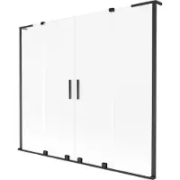 Mexen Velar L Duo badwand scherm 2-delig schuifbaar 170 x 150 cm, mat, zwart - 896-170-003-32-70