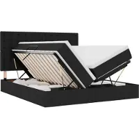 vidaXL Opbergbed met hoofdeinde met opslag Zwart 200 x 200 cm Stof