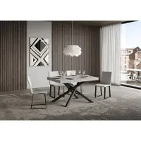 Itamoby - Uittrekbare eettafel 120/224x90 cm, poten van hout in kasjmirstijl, antracietkleur