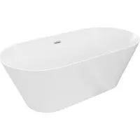 Mexen Luna Slim vrijstaande badkuip 170 x 75 , wit, overloop geborsteld nikkel - 52041707500-97
