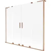 Mexen Velar L Duo badwandscherm 2-delig schuifbaar 170 x 150 cm, ijsglas, geborsteld koper - 896-170-003-32-65