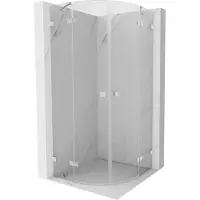 Mexen Lunar halfronde douchecabine scharnierend 100 x 100 , transparant, geborsteld nikkel - 833-100L-100P-97-00