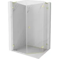 Mexen Lunar L vijfhoekige douchecabine scharnierend rechts 80 x 90 , transparant, goud geborsteld - 831L-080P-090L-55-00-P