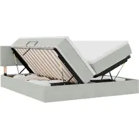 vidaXL Opbergbed met matras met hoofdeinde Lichtgrijs 90 x 200 cm