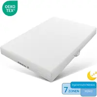 Merax koudschuimmatras 140x200 cm, 20 cm dik, 7-zone comfortschuim, H2 & H3 omkeerbare matras, wasbare tijk, handgrepen, wit