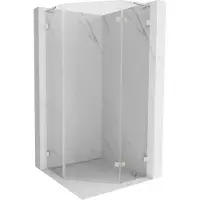 Mexen Lunar L vijfhoekige draaideur douchecabine rechts 100x100 , transparant, geborsteld nikkel - 831L-100P-100L-97-00-P
