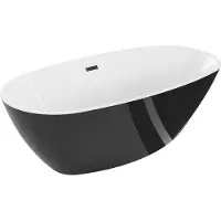 Mexen Eris vrijstaande badkuip 180 x 80 , wit/zwart, zwarte overloop - 53441808075-70