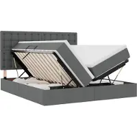 vidaXL Opbergbed met hoofdeinde Donkergrijs 200 x 200 cm Stof