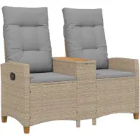 vidaXL Ligbank met Tafel 2 -Seater 126 x 65 x 112 cm poly rattan