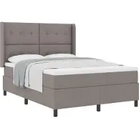 vidaXL Boxspring bed met kussen met hoofdeinde Taupe 190 x 140 cm Stof