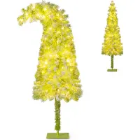 Costway Kunstkerstboom, 150 cm, met sneeuw, buigbare top, warmwitte LED's en 8 lichtmodi. Kerstboom, kunstboom, kerst
