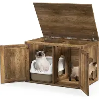 Costway kattenkast van 80x54x53,5 cm, kattenbakmeubel met dubbele deur, scheidingswand, kattenhuis, kattenbakmeubel voor binnen, kattenmeubilair voor katten