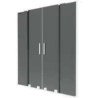Mexen Velar L Duo badwand 2-delig schuifbaar 140 x 150 , grafiet, wit - 896-140-003-42-20