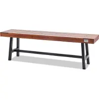 Vevor Buitenbank, 63 inch, houten tuinbank met metalen poten, geschikt voor parken, terrassen en als eettafel