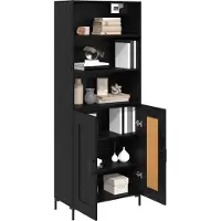 vidaXL Highboard Zwart Eiken 69,5 x 34 x 180 cm Bewerkt hout