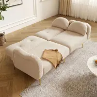 STILVORA Slaapbank 155 x 85,5 cm – Wolkvorm Design Met Verstelbare Rugleuning – 3 Standen 105 135 180 – Zonder matras – Beige