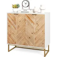 Costway Buffetkast met opbergruimte, dressoir met deuren en plank, console tafel met metalen poten, moderne accentkast, wit
