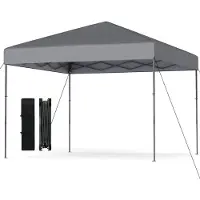 Costway Paviljoen 3x3m, opklapbaar paviljoen met verstelbare hoogte, inclusief draagtas, 8 haringen en 4 windtouwen, UV50+ tuinpaviljoen, partytent, grijze kleur
