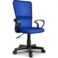Tresko bureaustoel kantoorstoel draaistoel, met kunststof wielen, traploos in hoogte verstelbaar, gevoerde zitting, ergonomische vormgeving, SGS-geteste veer (blauw)