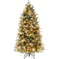 Costway 180 cm kunstkerstboom, dennenboom met 270 warmwitte LED-lampjes, 8 lichtmodi, 806 takken van PE, PVC en PET, kunstboom, kerstboom