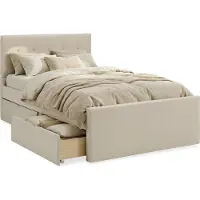 Homestyle4u Boxspringbed 120x200 met 2 bedopslagen en lattenbodem, beige. Dubbelbed, gestoffeerd bed, bedframe