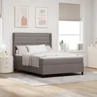 Prolenta Maison Exclusive - LED boxspringbed met hoofdeinde, taupekleurig, 140 x 190 cm, gestoffeerd