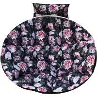 Blomster Premium – Kussen voor hangstoel en coconstoel – Waterafstotend – Schuimvulling – Zwart met rozen